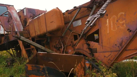 Old rusty combine. Stock Footage 97323688