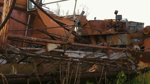 Old rusty combine. Stock Footage 97325948