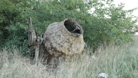 Old Rusty Concrete Mixer On A Construction Site Stock Footage 104484968