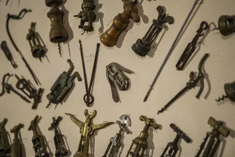 Old rusty corkscrew attached to the part Stock Photos