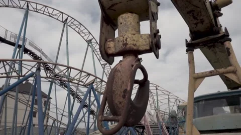 Old rusty crane on an abandoned playground Stock Footage 194536798