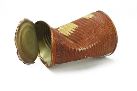 Old rusty crumbled tin can Stock Photos