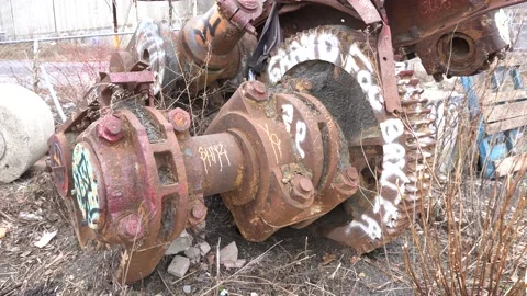 An old rusty device in the old port of Montreal 스톡 동영상 132118836