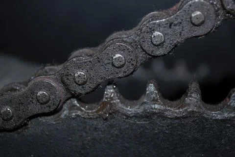 Old rusty dirty chain close up. Stock Photos