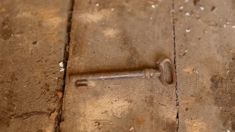 Old rusty door key Stock Footage 88918761