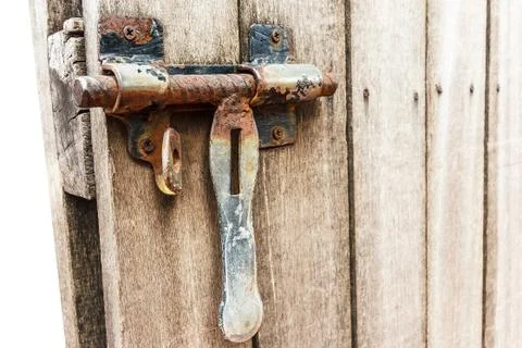 Old rusty door latch. Foto stock