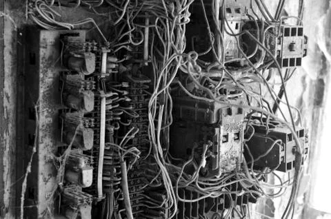 Old rusty eletrical box Stock Photos