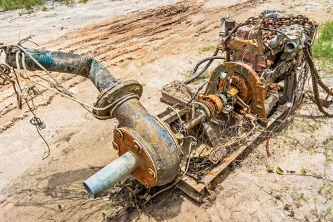 Old rusty engine no use more story Stock Photos