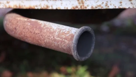 The Old Rusty Exhaust Stock Footage 70814803