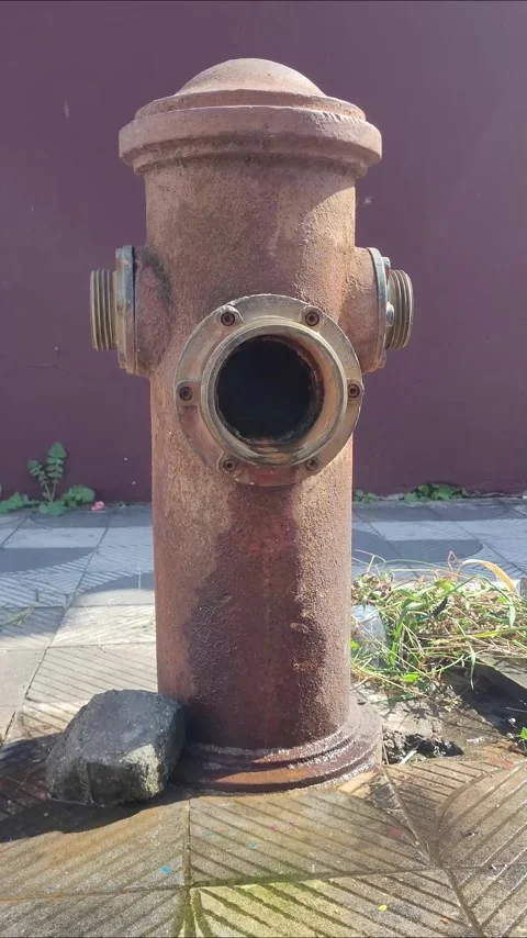 Old, rusty fire hydrant on a city sidewalk Stock Footage 336826708