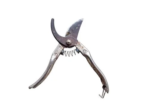 Old Rusty Garden Pruning Shears on White Background Stock Photos