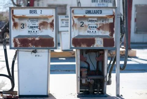 Old rusty gas pumps Stock Photos