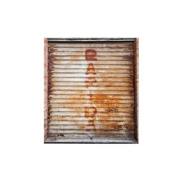 Old rusty gray metal gate isolated on white Stock Photos