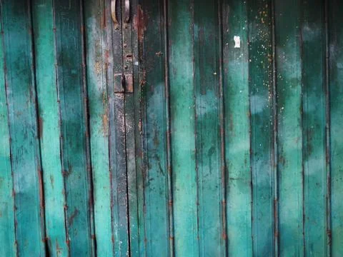 Old rusty green shutter door background Foto stock