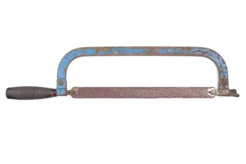 Old rusty hacksaw, isolated on white background Stock Photos