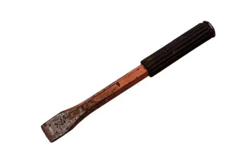Old rusty hammer and chisel isolated on white background Stock Photos