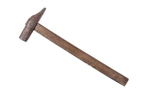 Old rusty hammer isolated on the white Stock Photos