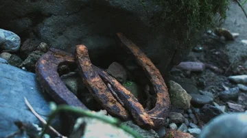 Old Rusty Horseshoes Stock Footage 85529622