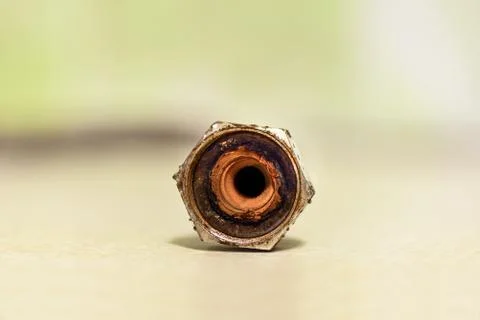 Old rusty hose socket from the kitchen sink Stock Photos