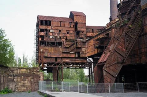 Old rusty industrial builing in The Lower Vitkovice, Ostrava, Czech Republic Stock Photos
