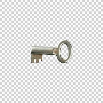 Old rusty iron key isolated PNG Stock Photos