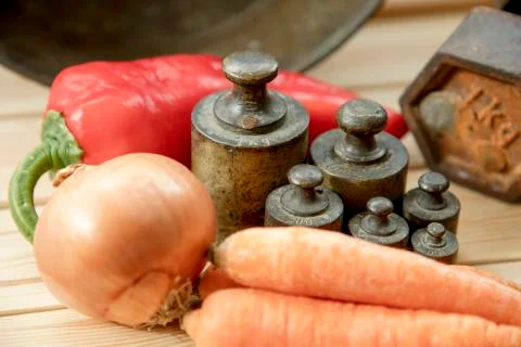 Old rusty iron scale weight Stock Photos