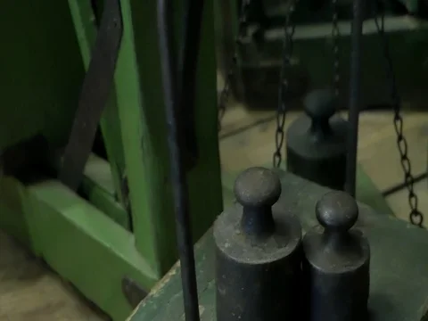 Old rusty iron scale weights. Stock Footage