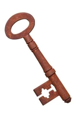 Old rusty key isolated Stock Photos
