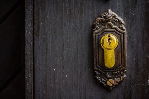 Old rusty keyhole, part of ancient door Stock Photos