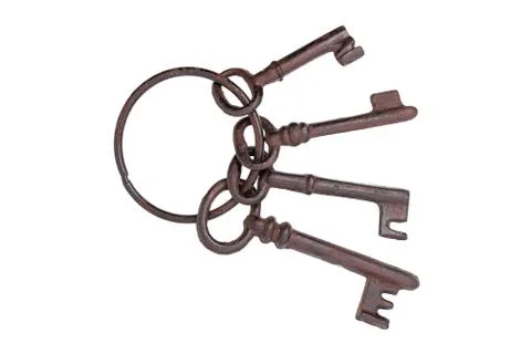 Old rusty keys isolated on white background Stock Photos