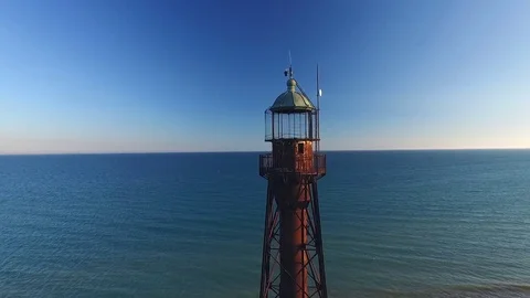 Old rusty lighthouse on the shore of the Black Sea Stock Footage 77715888
