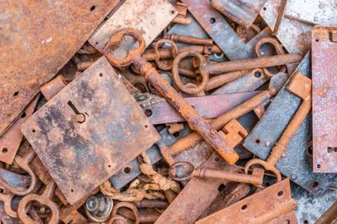 Old rusty locks and rusty keys Stock Photos