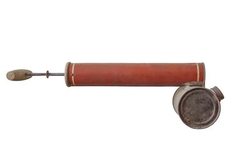 Old rusty manual spray pump for insecticides Stock Photos