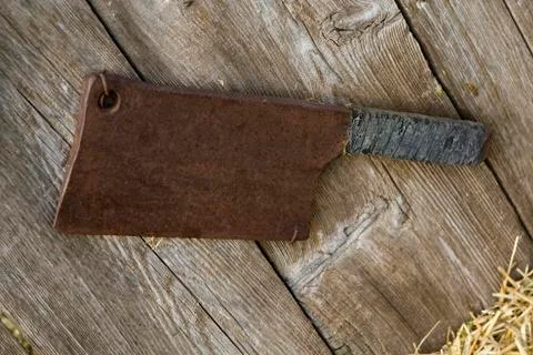 Old rusty meat cleaver Stock Photos