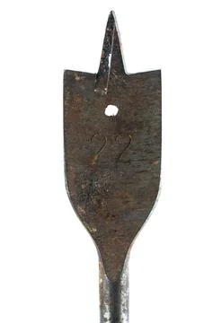 Old rusty metal chisel isolated on white background Foto stock
