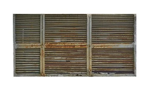 Old rusty metal grille ventilation holes lattice on white Ilustración de archivo
