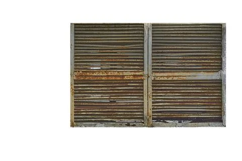 Old rusty metal grille ventilation holes lattice on white Ilustración de archivo