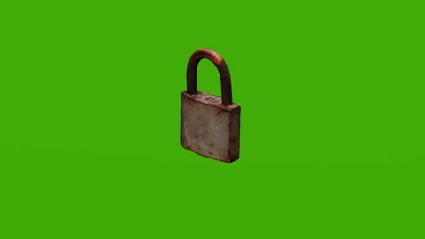 An old rusty metal lock rotates on a green screen Stock Footage 279078760