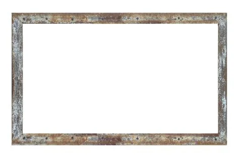 Old rusty metal rectangular frame. Vintage frame with rough texture. Copyspac Foto stock