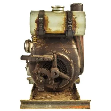 Old rusty motor engine isolated on white Stock Photos