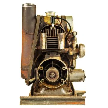 Old rusty motor engine isolated on white Stock Photos