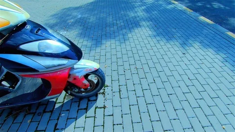 Old Rusty Motorcycle in the City Stock Footage 115659058
