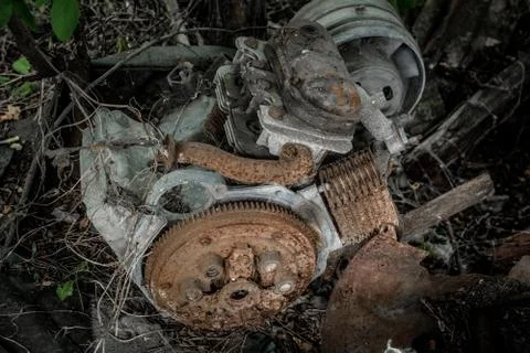 Old rusty motorcycle engine Stock Photos