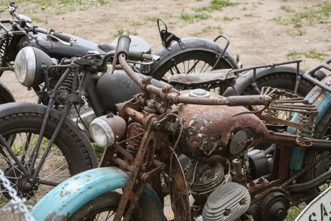 Old rusty motorcycles Stock Photos