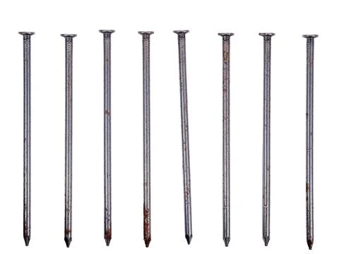 Old rusty nails isolated on white Foto stock