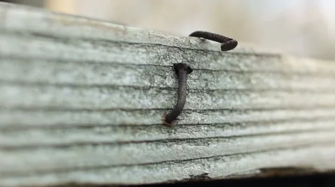 Old rusty nails in wood Stock-Footage 57322735