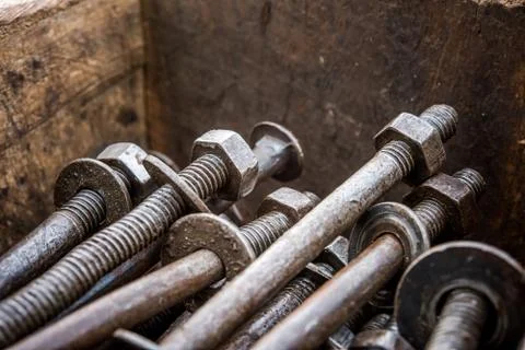 Old rusty nut and bolt Stock Photos