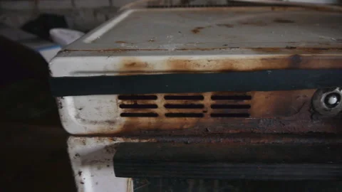 Old Rusty Oven In The Old Attic Closeup Video stock 116205444