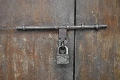 Old rusty padlock and hasp Stock Photos
