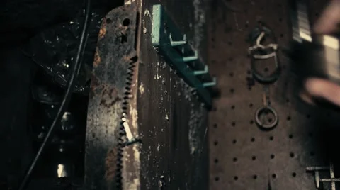 Old rusty padlock lit with flashlight - Graded image Stock Footage 67451543